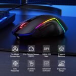 Redragon M693 LIT Wireless Gaming Mouse, 12800 DPI Mice w/ 3-Mode Connection, BT & 2.4G Wireless, 7 Macro Buttons, Reliable Power Capacity for PC/Mac/Laptop - Image 3