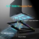 DEPGI Movable RGB Laptop Cooler with 5.5" Sliding Fan, Ergonomic Cooling Stand with 8 Light Modes for 14-17.3 Inch Gaming Laptops - Image 3