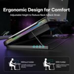 DEPGI Movable RGB Laptop Cooler with 5.5" Sliding Fan, Ergonomic Cooling Stand with 8 Light Modes for 14-17.3 Inch Gaming Laptops - Image 5