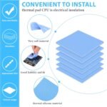 Frienda 6 Pcs Thermal Pad 100 x 100 Mm, 0.5, 1, 1.5, 2, 2.5, 3 mm Heat Resistant Conductive Silicone Thermal Pads Conductivity 6.0 W/M for Laptop Heatsink CPU Gpu LED Cooler(Blue) - Image 4