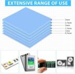 Frienda 6 Pcs Thermal Pad 100 x 100 Mm, 0.5, 1, 1.5, 2, 2.5, 3 mm Heat Resistant Conductive Silicone Thermal Pads Conductivity 6.0 W/M for Laptop Heatsink CPU Gpu LED Cooler(Blue) - Image 6