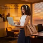 LOVEVOOK Laptop Bag for Women Vintage Leather Work Tote 17.3 inch Large Capacity Computer bag with Clutch Purse for Office, Travel, Casual - Image 3
