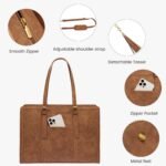 LOVEVOOK Laptop Bag for Women Vintage Leather Work Tote 17.3 inch Large Capacity Computer bag with Clutch Purse for Office, Travel, Casual - Image 7