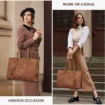 LOVEVOOK Laptop Bag for Women Vintage Leather Work Tote 17.3 inch Large Capacity Computer bag with Clutch Purse for Office, Travel, Casual - Image 8