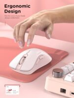 RAPIQUE Bluetooth Wireless Mouse - Dual Bluetooth & 2.4 GHz USB Receiver, Ergonomic Design, Quiet Clicks, Low Power - Multi-Device Compatibility for MacBook, Laptop, Computer, iPad Air/Pro (Pink) - Image 4