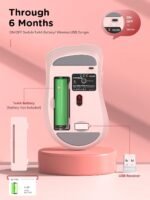 RAPIQUE Bluetooth Wireless Mouse - Dual Bluetooth & 2.4 GHz USB Receiver, Ergonomic Design, Quiet Clicks, Low Power - Multi-Device Compatibility for MacBook, Laptop, Computer, iPad Air/Pro (Pink) - Image 5