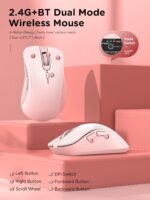 RAPIQUE Bluetooth Wireless Mouse - Dual Bluetooth & 2.4 GHz USB Receiver, Ergonomic Design, Quiet Clicks, Low Power - Multi-Device Compatibility for MacBook, Laptop, Computer, iPad Air/Pro (Pink) - Image 6