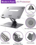 Adjustable MacBook Laptop Stand for Desk | Ergonomic Aluminum Laptop Riser with Heat-Vent, Compatible for 10-17" Laptops, Space Grey - Image 4