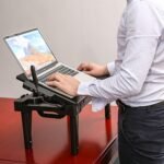 Foldable Laptop Table with Cooling Fan, LED Light, 4 x USB Ports, Mouse Pad & Storage Groove for Laptop Use in Home Office - Image 3