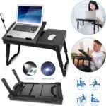 Foldable Laptop Table with Cooling Fan, LED Light, 4 x USB Ports, Mouse Pad & Storage Groove for Laptop Use in Home Office - Image 7