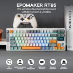 EPOMAKER RT85 Wireless Mechanical Keyboard with Joystick & DIY Screen, 8000mAh, BT/USB/2.4Ghz, Gasket, 5-Layer Paddings, Hot-Swap, PBT Keycap, 75% Gaming Keyboard (Retro White, Creamy Jade) - Image 3