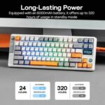 EPOMAKER RT85 Wireless Mechanical Keyboard with Joystick & DIY Screen, 8000mAh, BT/USB/2.4Ghz, Gasket, 5-Layer Paddings, Hot-Swap, PBT Keycap, 75% Gaming Keyboard (Retro White, Creamy Jade) - Image 5