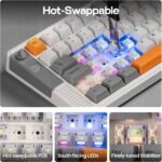 EPOMAKER RT85 Wireless Mechanical Keyboard with Joystick & DIY Screen, 8000mAh, BT/USB/2.4Ghz, Gasket, 5-Layer Paddings, Hot-Swap, PBT Keycap, 75% Gaming Keyboard (Retro White, Creamy Jade) - Image 6