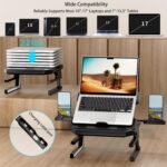 OImaster Laptop Stand for Desk, Phone Stand, Extended Laptops Riser, Elevator, 3 Height Adjustable, Rotatable Base, 10-17 Inches - Image 3