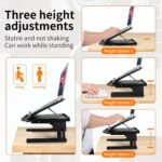 OImaster Laptop Stand for Desk, Phone Stand, Extended Laptops Riser, Elevator, 3 Height Adjustable, Rotatable Base, 10-17 Inches - Image 4