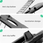 OImaster Laptop Stand for Desk, Phone Stand, Extended Laptops Riser, Elevator, 3 Height Adjustable, Rotatable Base, 10-17 Inches - Image 6