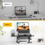 OImaster Laptop Stand for Desk, Phone Stand, Extended Laptops Riser, Elevator, 3 Height Adjustable, Rotatable Base, 10-17 Inches - Image 7