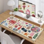 iCasso Office Desk Mat for Keyboard and Mouse, Large Mouse Pad, Desk Pad Mat, Anti-Slip Big Mousepad with Stitched Edges for Computer Desktop Cover Protector (Watercolor Stickers) - Image 3