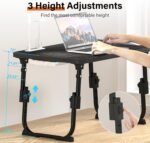 Laptop Desk for Bed Height Adjustable, Lap Bed Table with USB/Storage Drawer/Cup Holder/Tablet Stand/Book Shelf, Foldable Breakfast Tray Portable for Reading Writing, Sofa & Floor, Black - Image 3