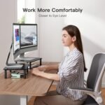 HUANUO Monitor Stand for Desk, Computer Monitor Stand Height Adjustable, Monitor Riser for 2 Monitors, Laptop Stand for Desk, 2 Pack, Black - Image 4