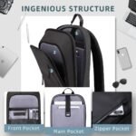 hk Backpack for Men Business Slim Backpack with USB Charger Computer Lightweight Anti-theft Travel Backpacks 15.6 inch Water Resistant Laptop Bag for Work Office College-Black - Image 4