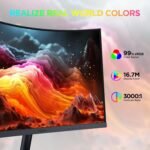 KOORUI 24 inch Curved Monitor, Full HD 1080P Curved Computer Monitor, 100Hz 1500R PC Screen, TÜV Rheinland Certified, HDMI VGA, Tilt Adjustment, LCD Display, Eye Care, Black 24N5CA - Image 4