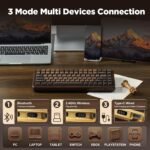 YUNZII WOOD84 Wireless Mechanical Keyboard,75% Layout Wood Gaming Keyboard,BT/2.4G/USB-C,RGB Backlit Tray Mount Hot-swap Keyboard with PBT Dye-Sub Keycaps for Mac&Win (Wood, Candy Switch) - Image 4