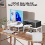 WALI Computer Monitor Stand for Desk, Adjustable Laptop Riser, Desk Monitor Stand Underneath Storage for Office, Home, School Supplies (PTT001-W), 1 Pack, White - Image 3