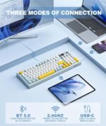Tri-Mode Wireless Keyboard, BT/2.4G/Wired, Silent Membrane, RGB Backlit, Display Screen & Multimedia Knob, 94 Keys PBT Keycaps for PC Home Gaming Office Use - Image 3