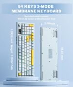 Tri-Mode Wireless Keyboard, BT/2.4G/Wired, Silent Membrane, RGB Backlit, Display Screen & Multimedia Knob, 94 Keys PBT Keycaps for PC Home Gaming Office Use - Image 4