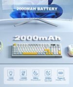 Tri-Mode Wireless Keyboard, BT/2.4G/Wired, Silent Membrane, RGB Backlit, Display Screen & Multimedia Knob, 94 Keys PBT Keycaps for PC Home Gaming Office Use - Image 5