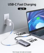 USB C Docking Station Dual HDMI Monitor Adapter, Selore USB C Hub 3 Monitors with Dual HDMI, Displayport, VGA, 100W PD Charging, 3USB 2.0 Ports Adapter for Dell XPS, HP, Lenovo, etc - Image 5