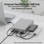 Avolusion PRO-G1 Series 8TB USB 3.2 Gen 2 (10Gbps) USB-C External Hard Drive w/USB HUB for Windows or MacOS Desktop PC/Laptop (Silver) - Image 6