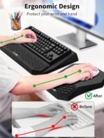 3-in-1 Ergonomic Keyboard Stand with Wrist Rest & Mouse Pad Set, Comfy Keyboard Riser Holder Soft Mousepad with Massage Design, Memory Foam and Non-Slip PU Base for Pain Relief, Black - Image 3