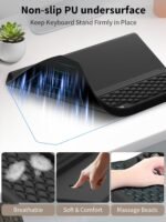 3-in-1 Ergonomic Keyboard Stand with Wrist Rest & Mouse Pad Set, Comfy Keyboard Riser Holder Soft Mousepad with Massage Design, Memory Foam and Non-Slip PU Base for Pain Relief, Black - Image 6