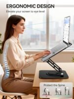 tounee Laptop Stand for Desk, Adjustable Computer Stand Holder with 360° Rotating Base, Ergonomic Laptop Riser Compatible with MacBook Pro Air, All Laptops 10-15.6"-Black - Image 3