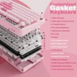 YUNZII B87 Wireless Mechanical Keyboard,QMK/VIA Programmable,TKL Layout 87 Keys,BT/2.4G/USB-C,Hot Swap Gasket Mount RGB Backlit Gaming with Wrist Rest for Win/Mac (Pink, Milk V2) - Image 4