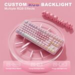 YUNZII B87 Wireless Mechanical Keyboard,QMK/VIA Programmable,TKL Layout 87 Keys,BT/2.4G/USB-C,Hot Swap Gasket Mount RGB Backlit Gaming with Wrist Rest for Win/Mac (Pink, Milk V2) - Image 5