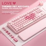 YUNZII B87 Wireless Mechanical Keyboard,QMK/VIA Programmable,TKL Layout 87 Keys,BT/2.4G/USB-C,Hot Swap Gasket Mount RGB Backlit Gaming with Wrist Rest for Win/Mac (Pink, Milk V2) - Image 6