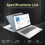 HP 17.3" HD+ Touchscreen Laptop, Intel Ultra 7 255U, 32GB DDR5, 2TB Storage (1TB SSD+1TB Docking Station), ‎Intel Graphics, Backlit Keyboard, Num Pad, Webcam, Wi-Fi 6, Win 11 Pro, Moonlight Blue - Image 4