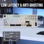 EPOMAKER x Aula F99 Wireless Mechanical Keyboard, Hot Swappable Gasket Custom Gaming Keyboard with Five-Layer Padding, BT/2.4GHz/USB-C, 8000mAh Battery (White Grey, Graywood V3 Switch) - Image 4
