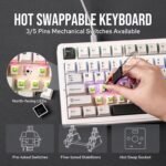 EPOMAKER x Aula F99 Wireless Mechanical Keyboard, Hot Swappable Gasket Custom Gaming Keyboard with Five-Layer Padding, BT/2.4GHz/USB-C, 8000mAh Battery (White Grey, Graywood V3 Switch) - Image 5