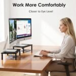 OPNICE Desk Organizers and Accessories, Adjustable Computer Monitor Stand Riser, Laptop Stand for Desk, Office Desk Accessories & Workspace Organizers for Home Office, Black Wood - Image 5