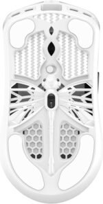 Tenko ARBITER Akitsu Medium Carbon Fiber Gaming Mouse - Ultra-Light 40g, Wireless 8K Polling, 30K DPI, PIXART 3950 Sensor, 60Hr Battery, LCD Receiver Display - White - Image 3