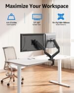 MOUNTUP Dual Monitor Stand for Desk, Monitor Arms for 2 Monitors 32 27 24 22 Inches, Height Adjustable Double Monitor Mount, VESA Mount with C-Clamp & Grommet Base, Holds 4.4-17.6lbs - Image 3