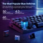 Portable 60% Mechanical Gaming Keyboard, Wired Keyboard with Blue Switches,LED Customization Backlit,61 Keys Ultra-Compact Mini OfficeKeyboard for PC/Mac/Xbox,Easy to Carry On Trip-Black - Image 4