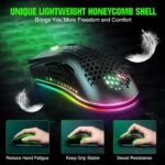 WolfLawS KM-1 Gaming Mouse, Wireless Mouse Gaming Computer Mice USB with Honeycomb Shell, 6 Programmed Buttons, 3 Adjustable DPI, Ergonomic RGB Optical Mouse for PC Mac Laptop - Image 3