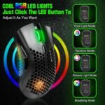 WolfLawS KM-1 Gaming Mouse, Wireless Mouse Gaming Computer Mice USB with Honeycomb Shell, 6 Programmed Buttons, 3 Adjustable DPI, Ergonomic RGB Optical Mouse for PC Mac Laptop - Image 4