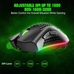 WolfLawS KM-1 Gaming Mouse, Wireless Mouse Gaming Computer Mice USB with Honeycomb Shell, 6 Programmed Buttons, 3 Adjustable DPI, Ergonomic RGB Optical Mouse for PC Mac Laptop - Image 5