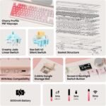 EPOMAKER QK108 Full Size Mechanical Keyboard with Screen & Knob, 8000mAh, Creamy&Thocky, Gasket, RGB Backlit, Mac Keycap, Wireless Gaming Keyboard for Mac/Win (Pink, Creamy Jade) - Image 3